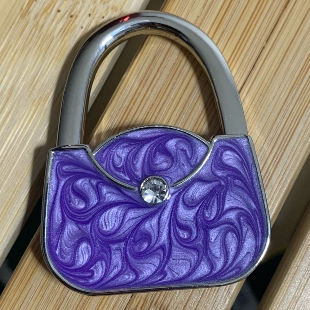 Purple purse shape  Premium Foldable Handbag Bag Purse Hanger Table Hook Holder